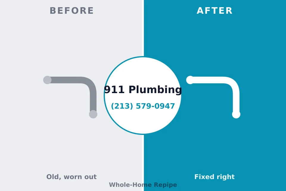 Before and after: plumbing repair Limestone, IL